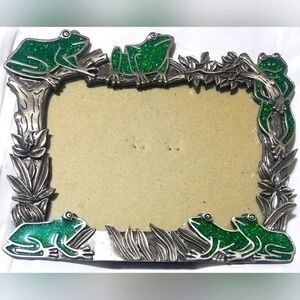 Vintage Sparkling Frogs Pewter Picture Frame